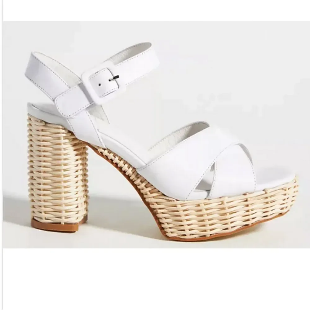 Jeffrey Campbell Amma Platform Sandals in White and Tan Size 10, NWOB - Picture 2 of 14